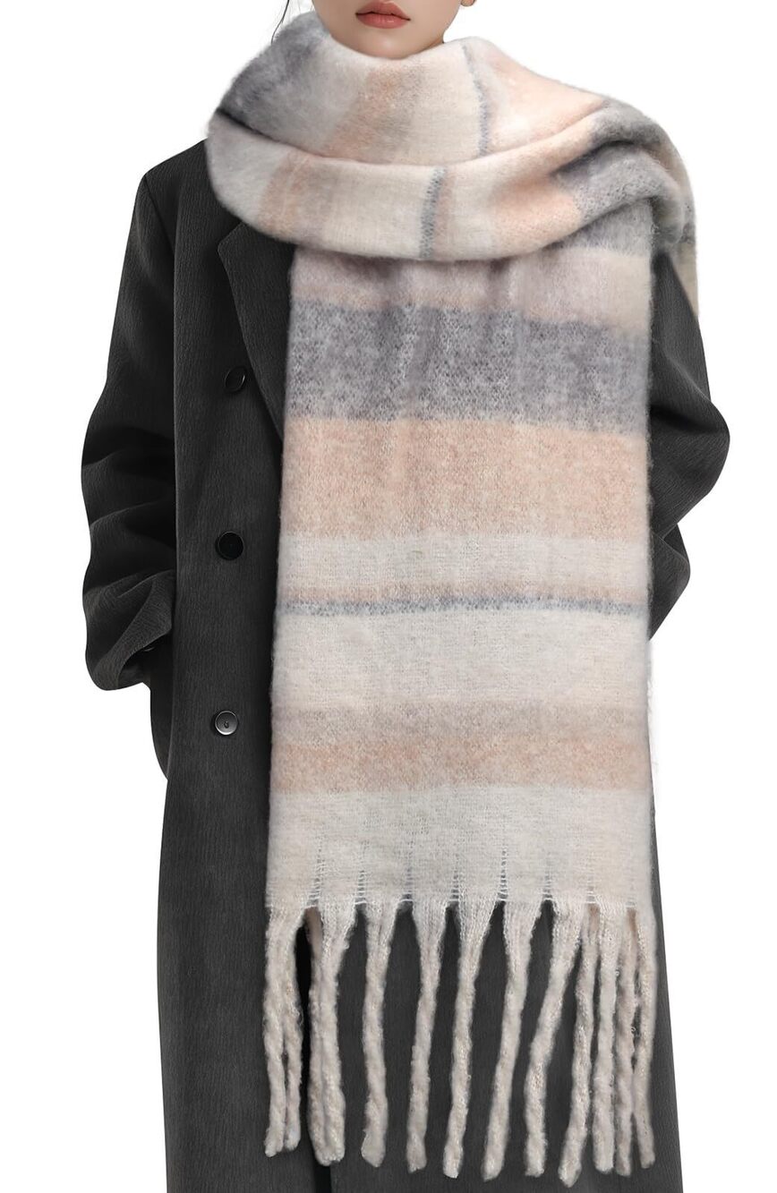 5016 Winter Scarf, Large Chunky Scarf and , Mohair Vintage Plaid scarf